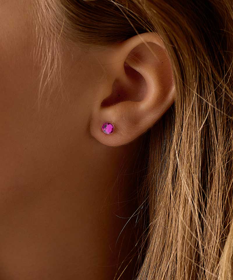 Medical Plastic - Bezel Earring Fuchsia