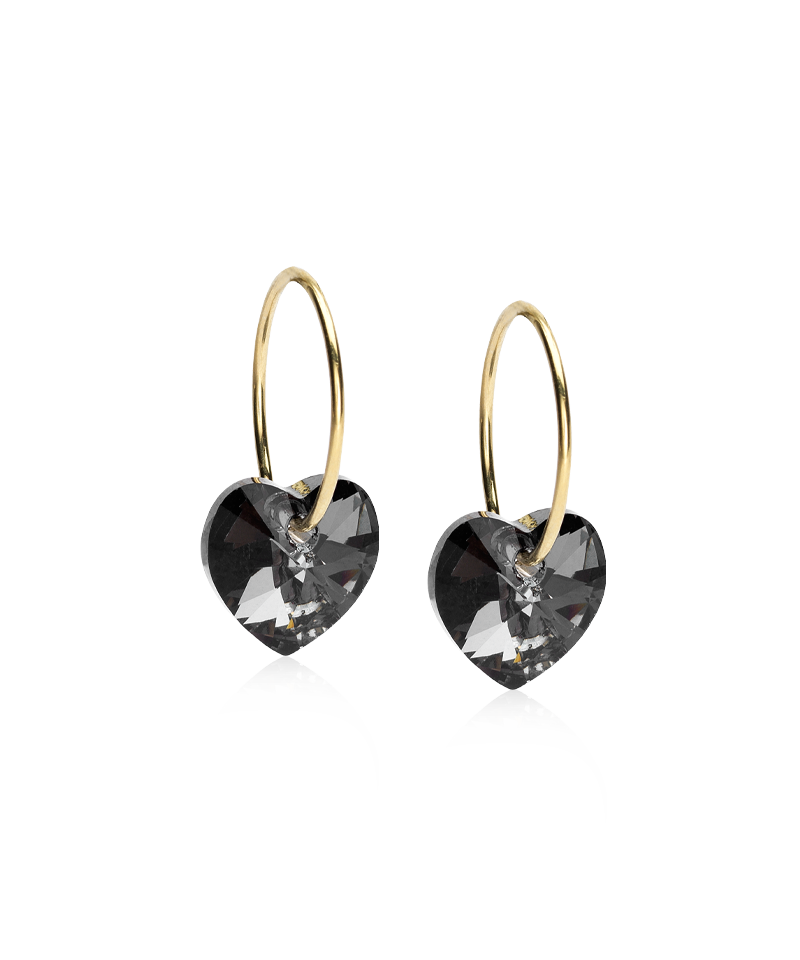 Heart Earring Black 10mm/14mm