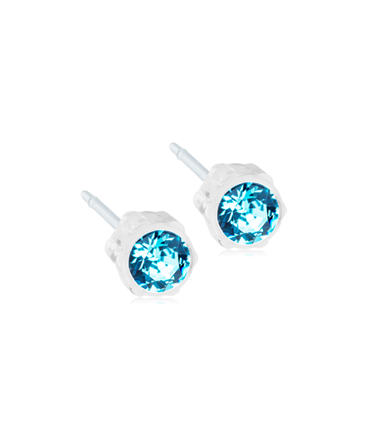 Medical Plastic - Bezel Earring Aquamarine