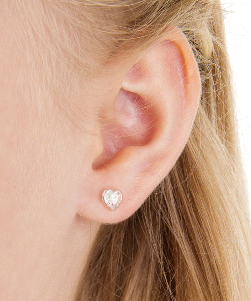 Medical Plastic - Heart Earring Crystal