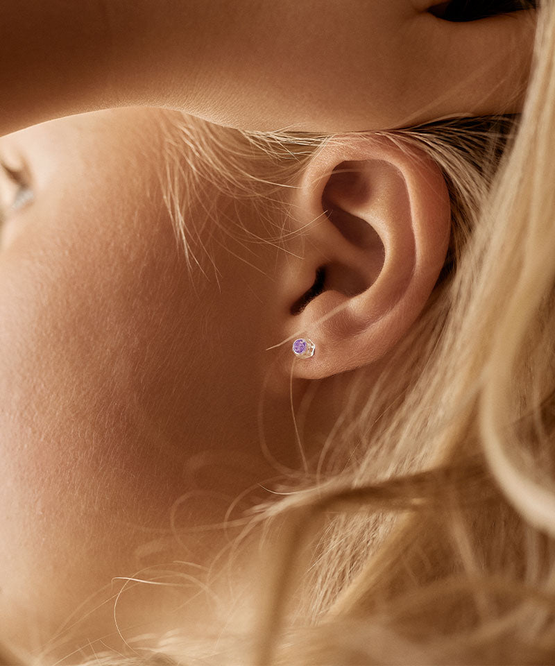 Medical Plastic - Bezel Earring Violet
