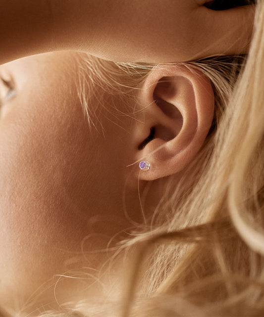 Medical Plastic - Bezel Earring Violet