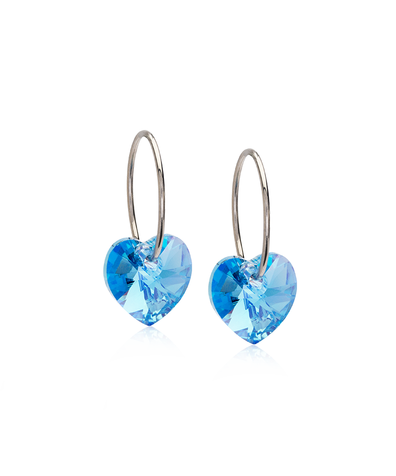 Heart Earring Blue 10mm/14mm
