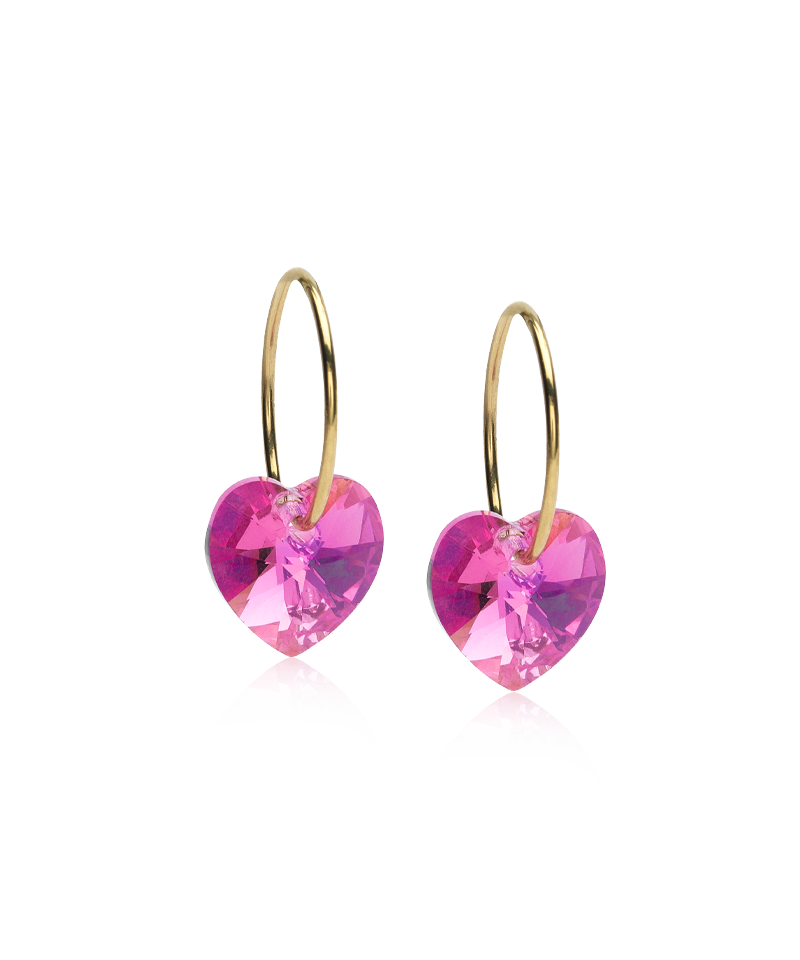 Heart Earring Pink 10/14mm