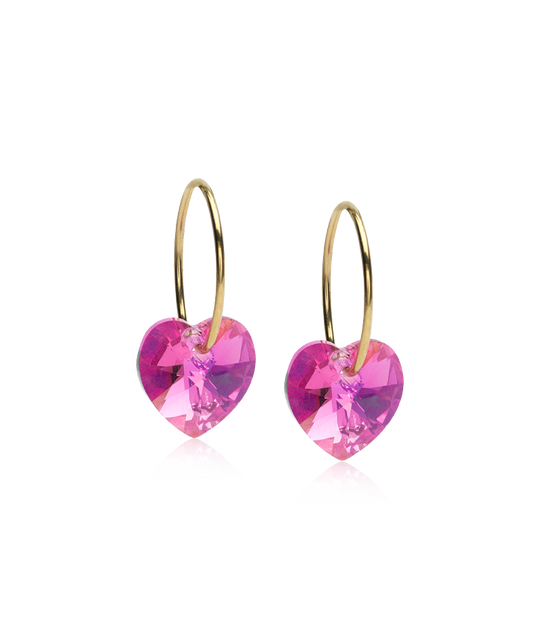 Heart Earring Pink 10/14mm