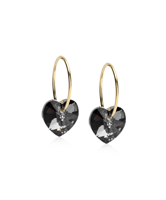 Heart Earring Black 10mm/14mm