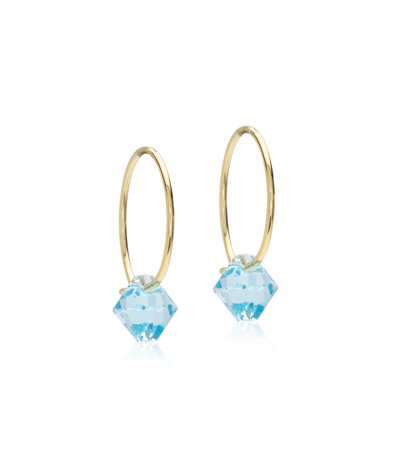 Ear Ring 14 mm, Bicone Blue