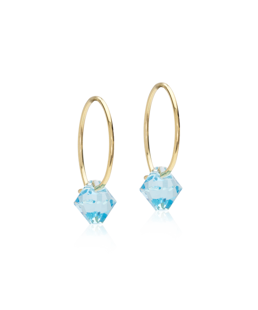 Ear Ring 14 mm, Bicone Blue