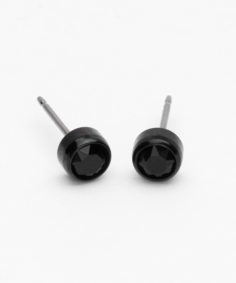 Black Titanium - Bezel Earring 5 mm