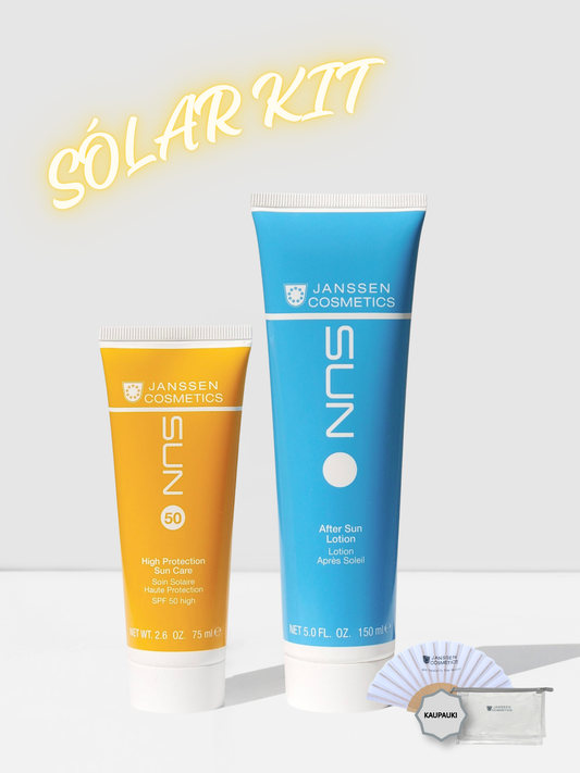 SÓLAR KIT – SPF 50 + AFTER SUN MEÐ TÖSKU OG BLÆVÆNG