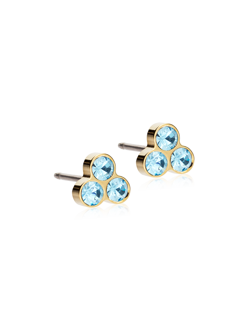 Golden Titanium Clover Aquamarine