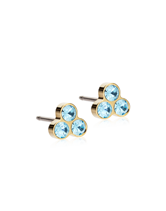 Golden Titanium Clover Aquamarine
